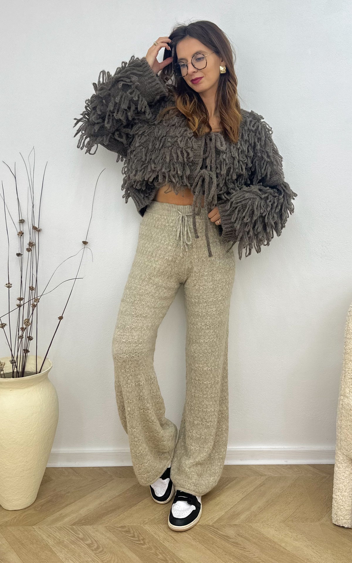 Talia Knitted Trousers - Beige