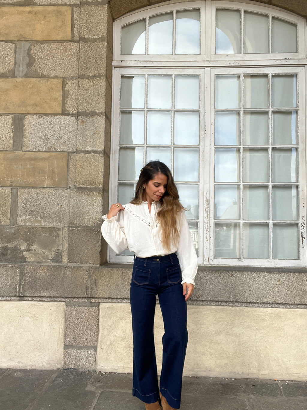 Angèle embroidered ecru blouse