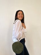 Macarena Shoulder Bag In Khaki Suede