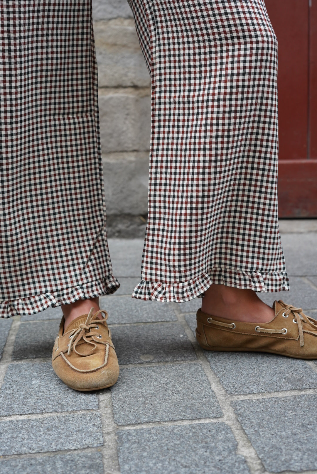 Eugene Check Trousers Ecru/Bordeaux
