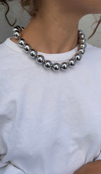 Huge Metal Pearl Necklace