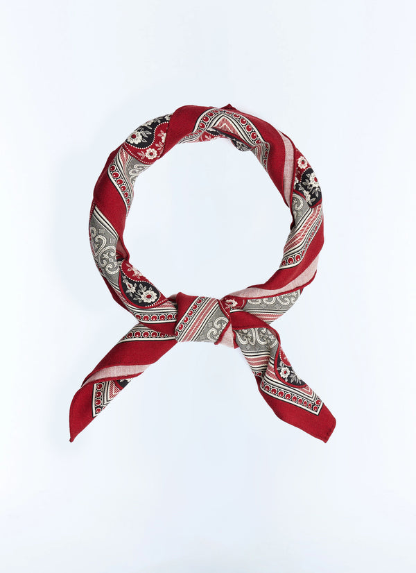 Bandana Yin Yang z wełny i jedwabiu - Bordowa