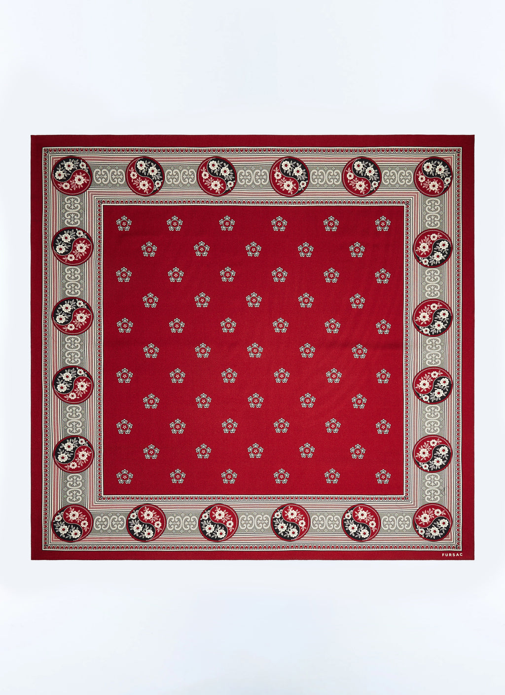 Bandana Yin Yang En Laine Et Soie - Bordeaux