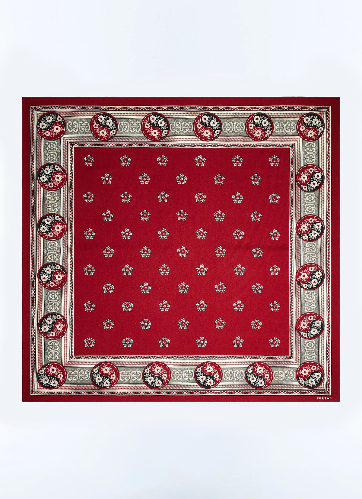Bandana Yin Yang En Laine Et Soie - Bordeaux