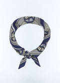 Foulard Carré Yin Yang En Laine Et Soie - Marine