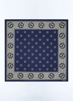 Foulard Carré Yin Yang En Laine Et Soie - Marine