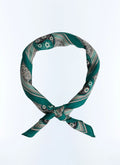 Foulard Carré Yin Yang En Laine Et Soie - Émeraude