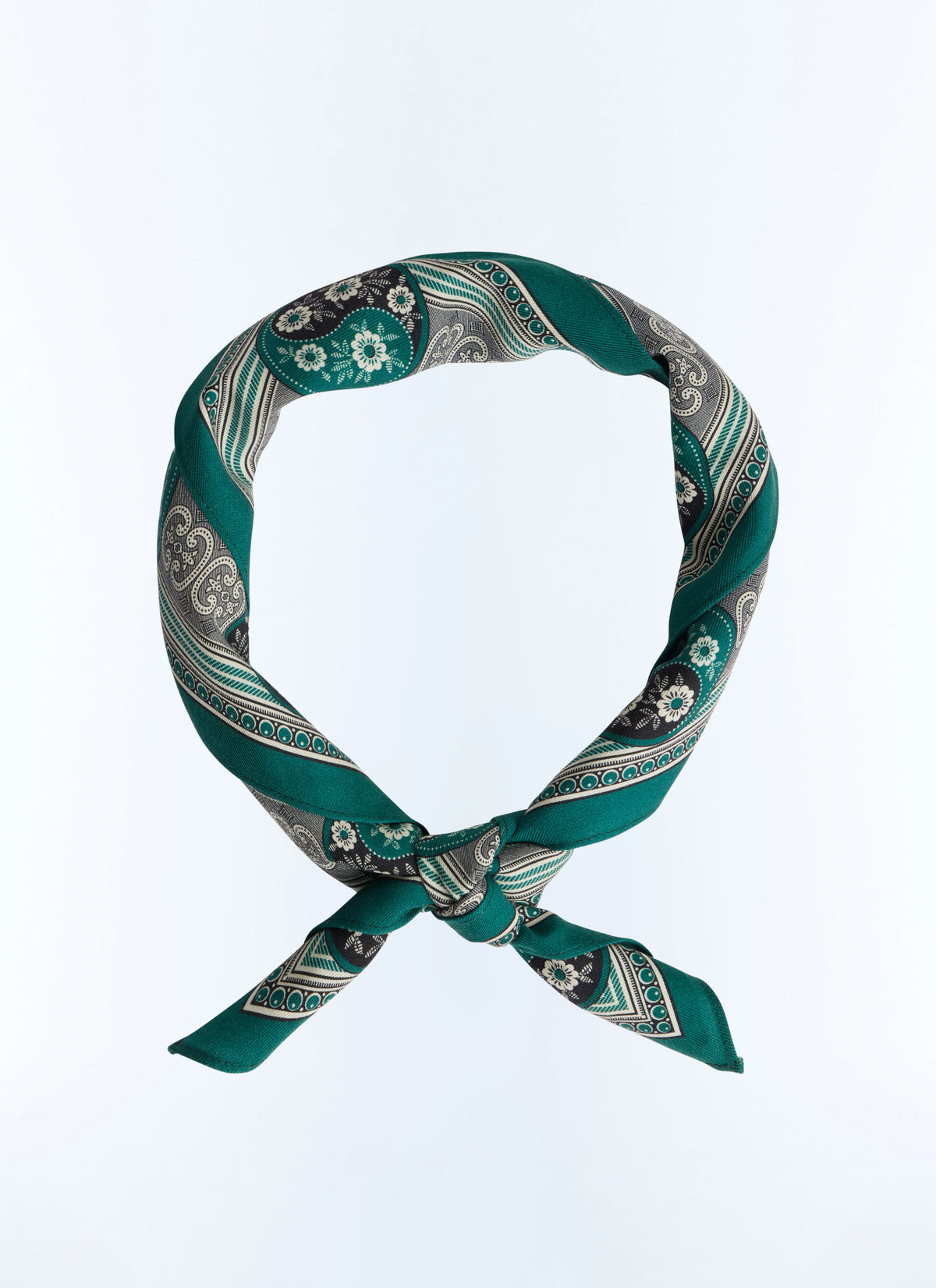 Foulard Carré Yin Yang En Laine Et Soie - Émeraude