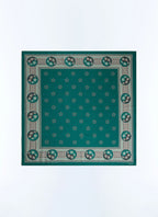 Foulard Carré Yin Yang En Laine Et Soie - Émeraude