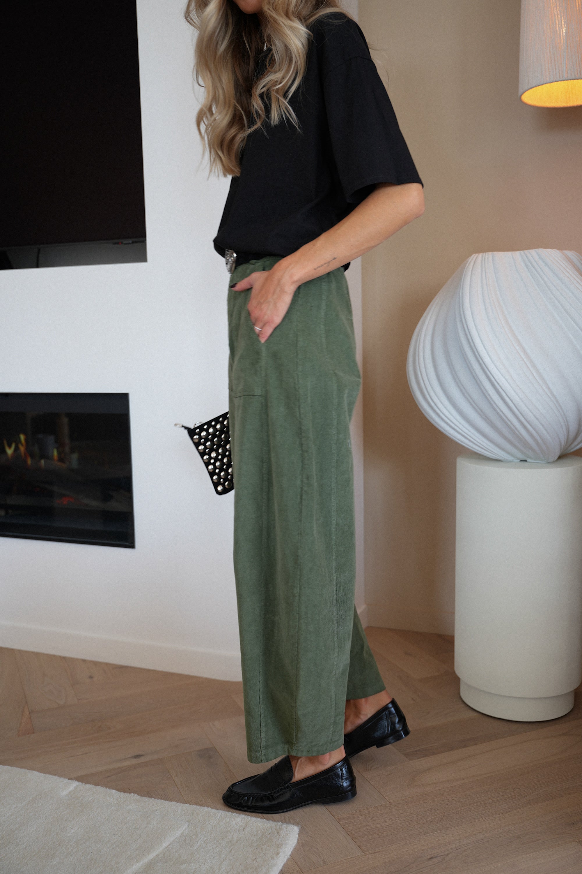 Pantalon Velours Elly - Kaki