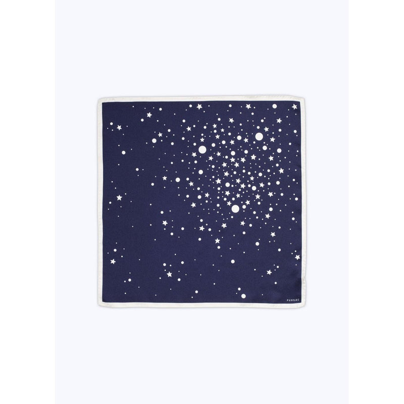 Pochette En Twill De Soie - Bleu Marine - Imprimé Étoiles