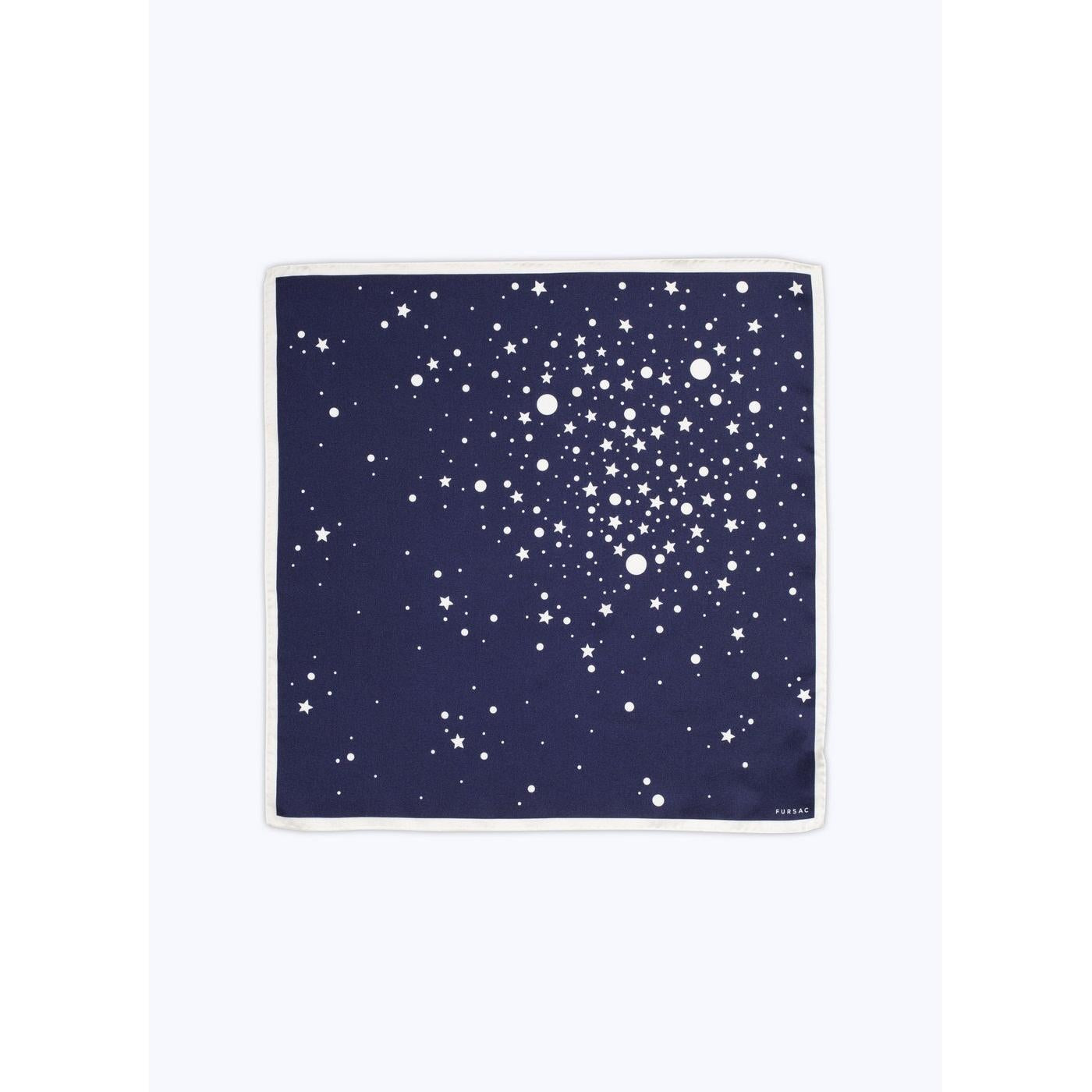 Clutch de sarga de seda - Azul marino - Estampado de estrellas