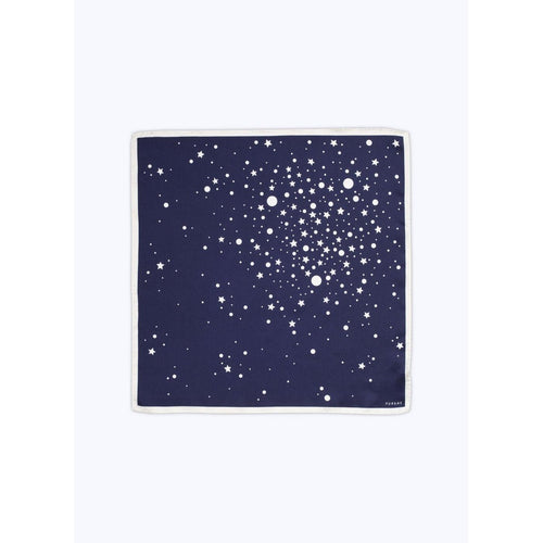 Silk Twill Clutch - Navy Blue - Star Print