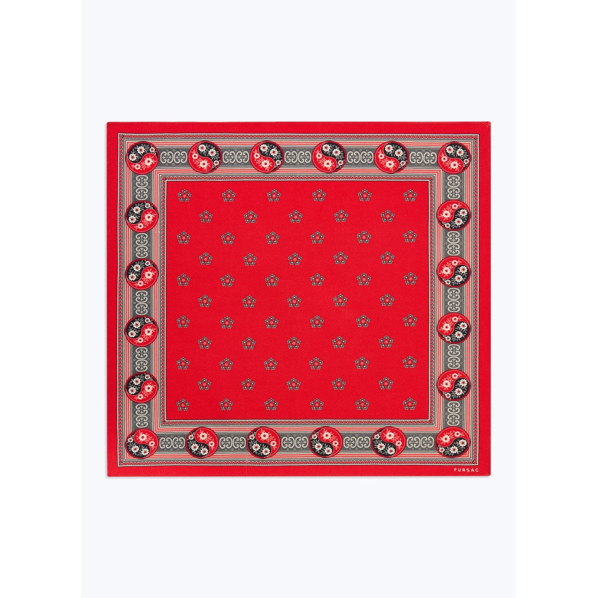 Printed Wool And Silk Clutch - Red - Yin Yang Print