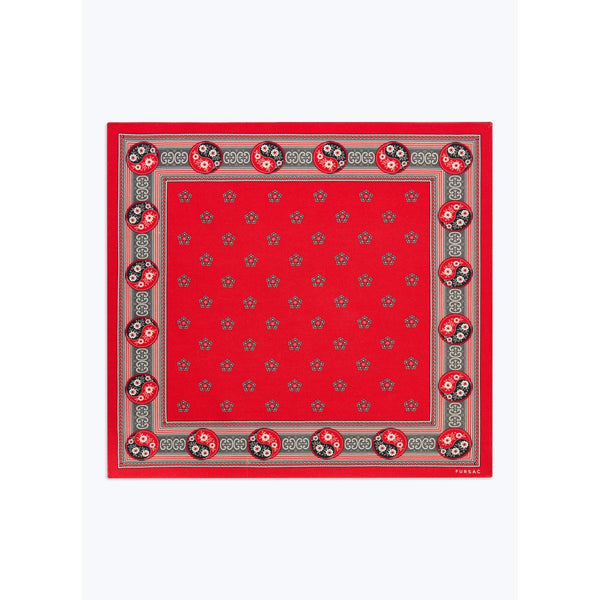 Printed Wool And Silk Pocket Square - Red - Yin Yang Print