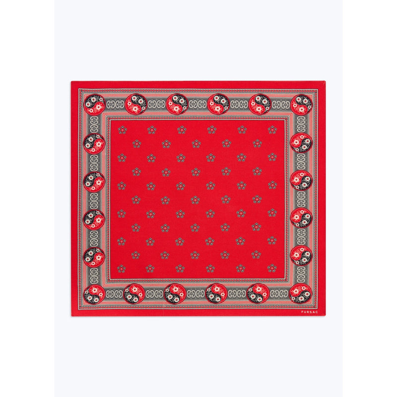 Pochette En Laine Et Soie À Imprimé - Rouge - Imprimé Yin Yang