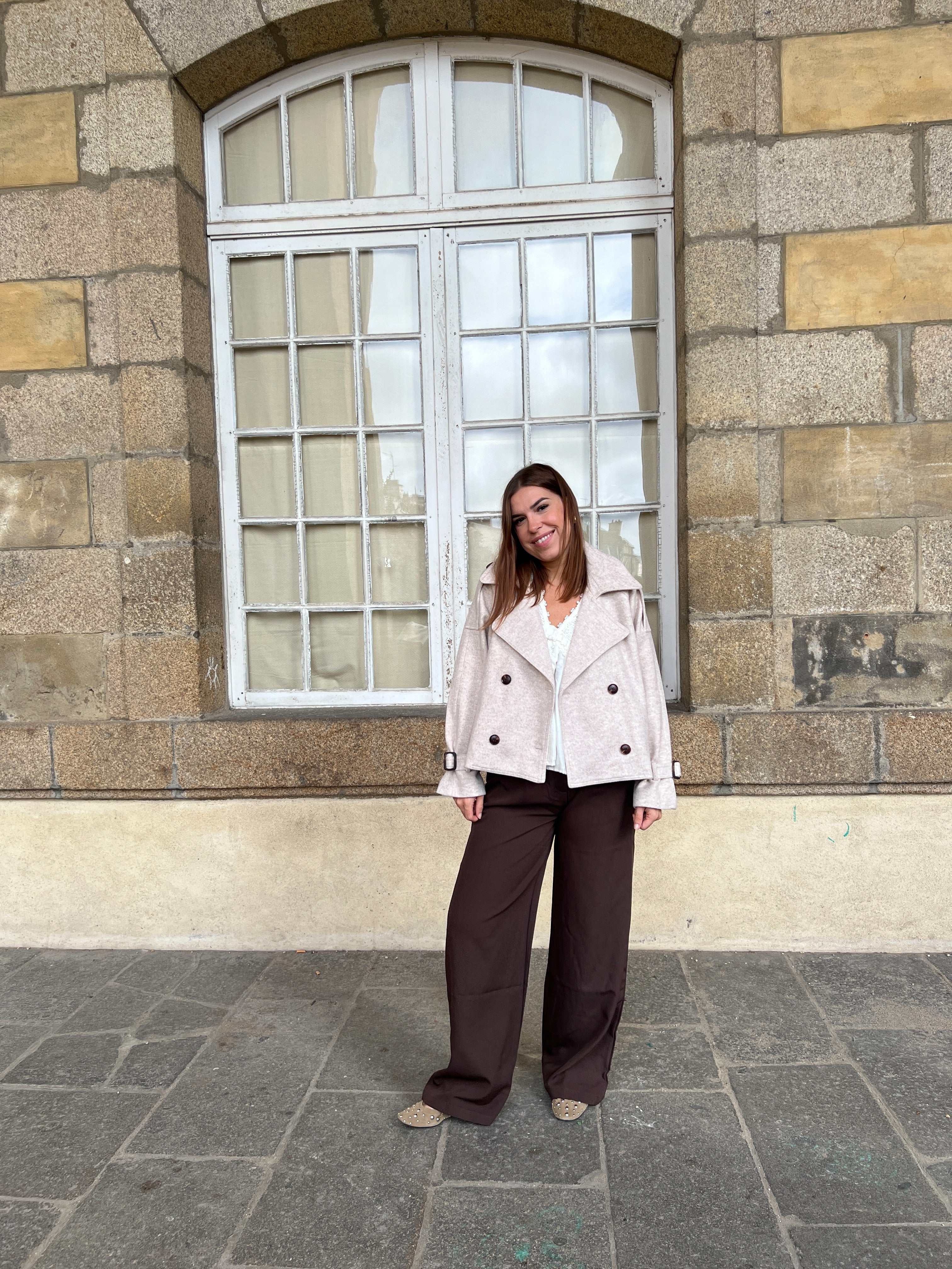 Jules chocolate wide-leg trousers