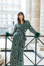 Diane Feather Jacket - Green Cosmic