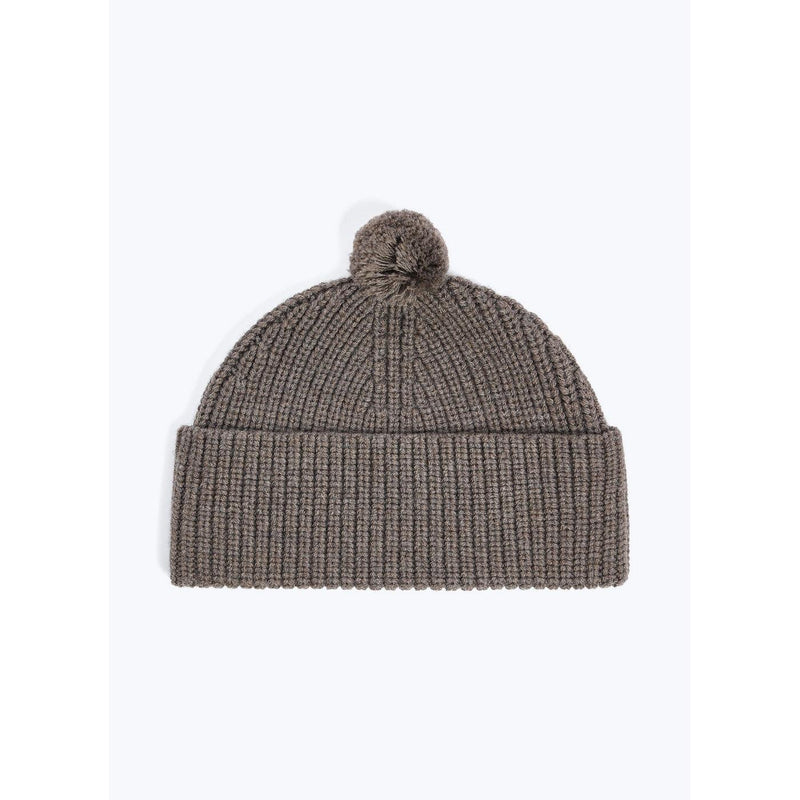 Wool Pompom Hat - Brown
