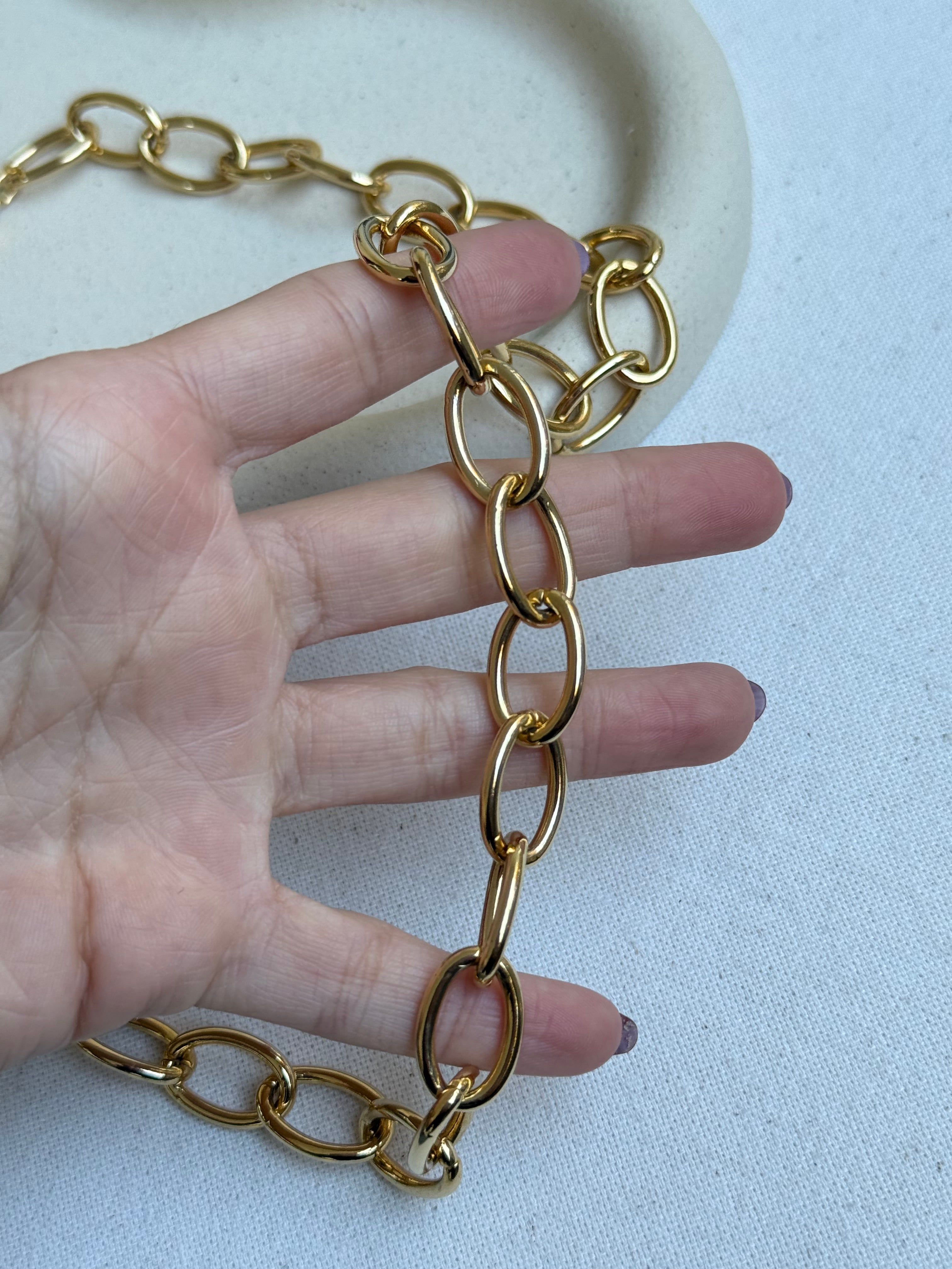 Collier Doré Vintage - Chaine Ovale Dorée