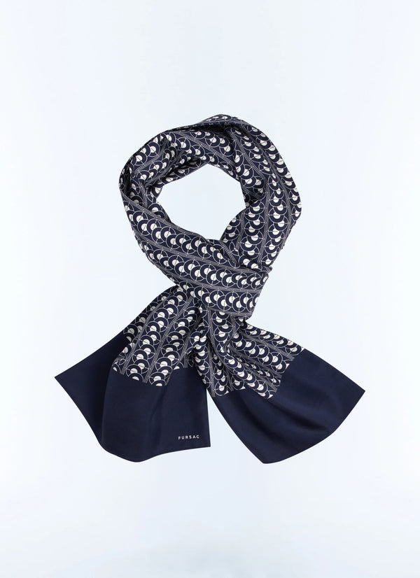 Sjaal Met Schubbenprint - Marineblauw