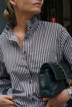 Eugénie Stripe Shirt Grey/Chocolate