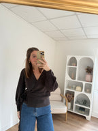 Pia Chocolate Wool And Mohair Bow Cardigan