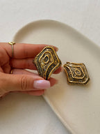 Boucles D’Oreilles Guy Laroche Vintage - Sculptées Dorées