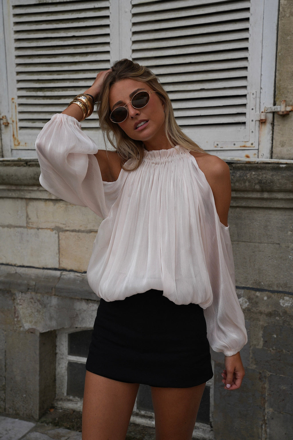 Octavia Cut-Out Blouse - Cream