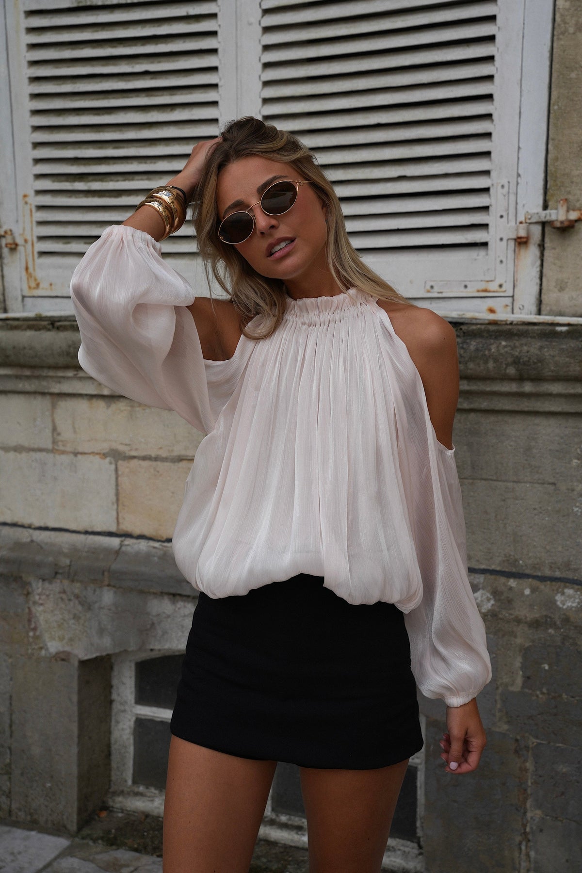 Octavia Cut-Out Blouse - Cream