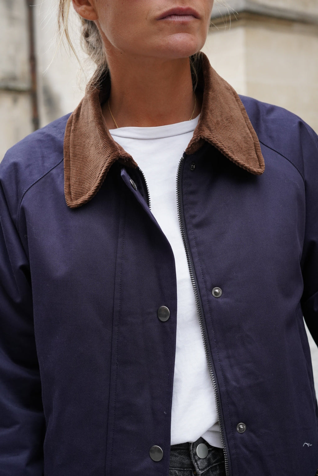 Léonie Navy Mid-Long Jacket