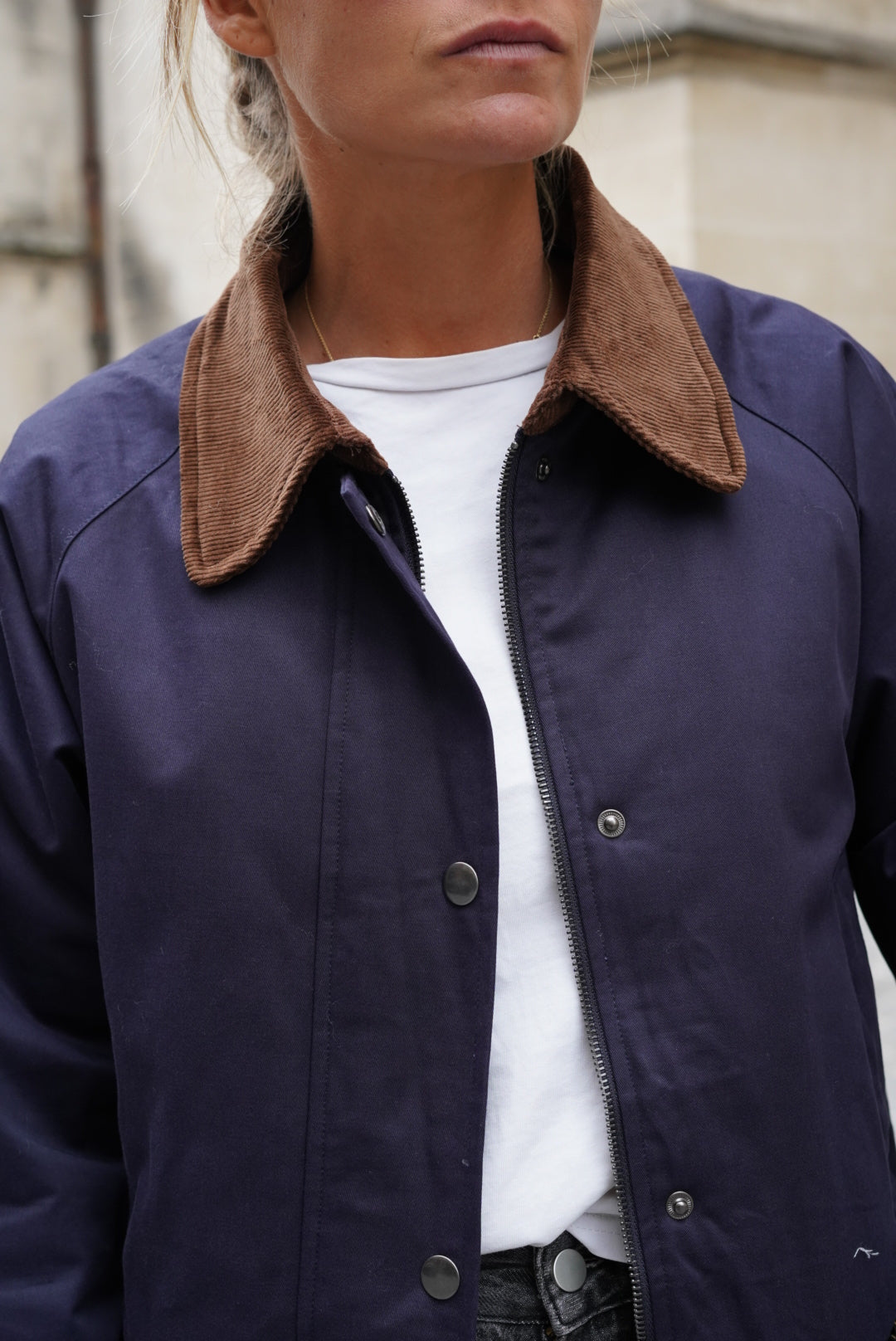 Léonie Navy Mid-Long Jacket