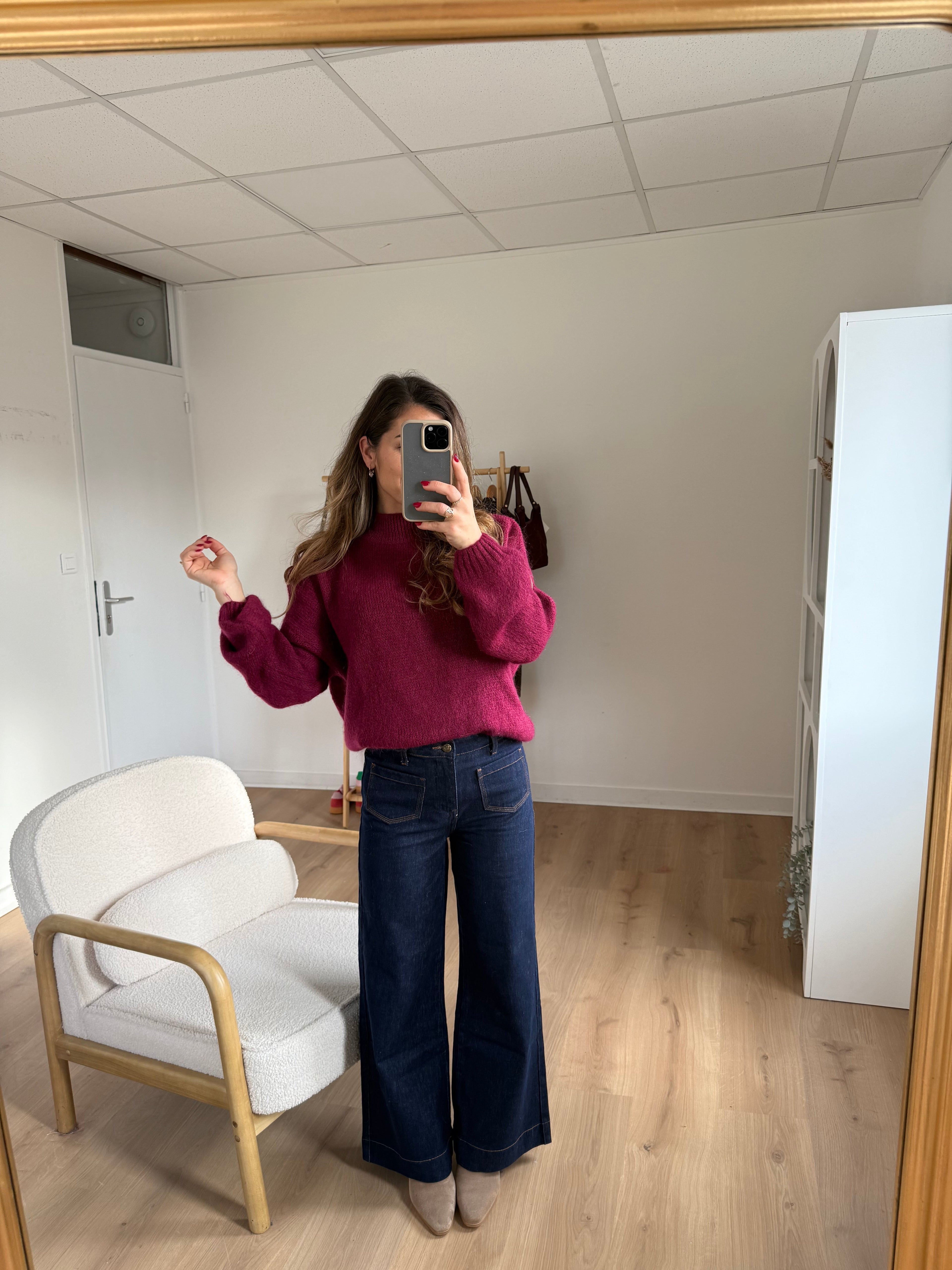 Pull En Maille À Col Rond Hortense Bordeaux