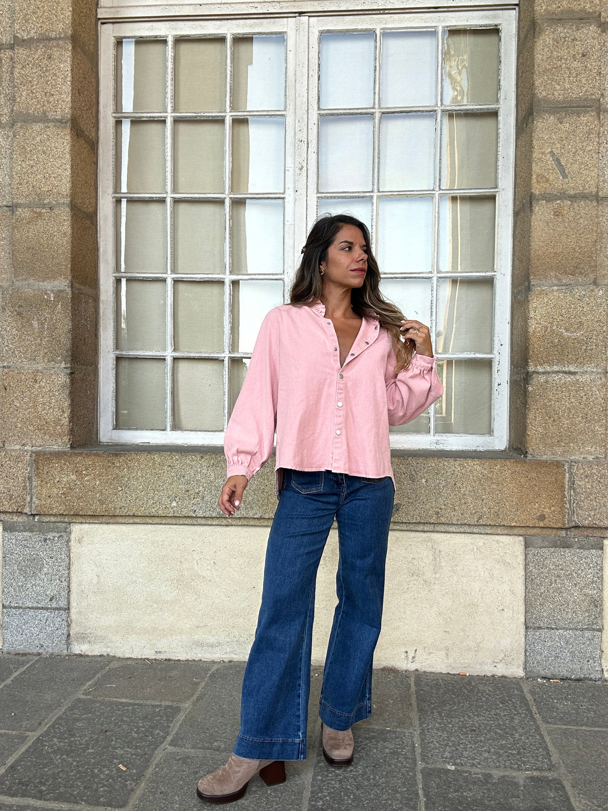 Veste en jean Livia rose