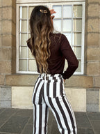 Pantalón vaquero de rayas Isabeau chocolate