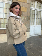 Beige wool and cashmere balaclava