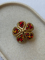 Jacky De G Vintage Brooch - Multicolour Clover Rhinestone