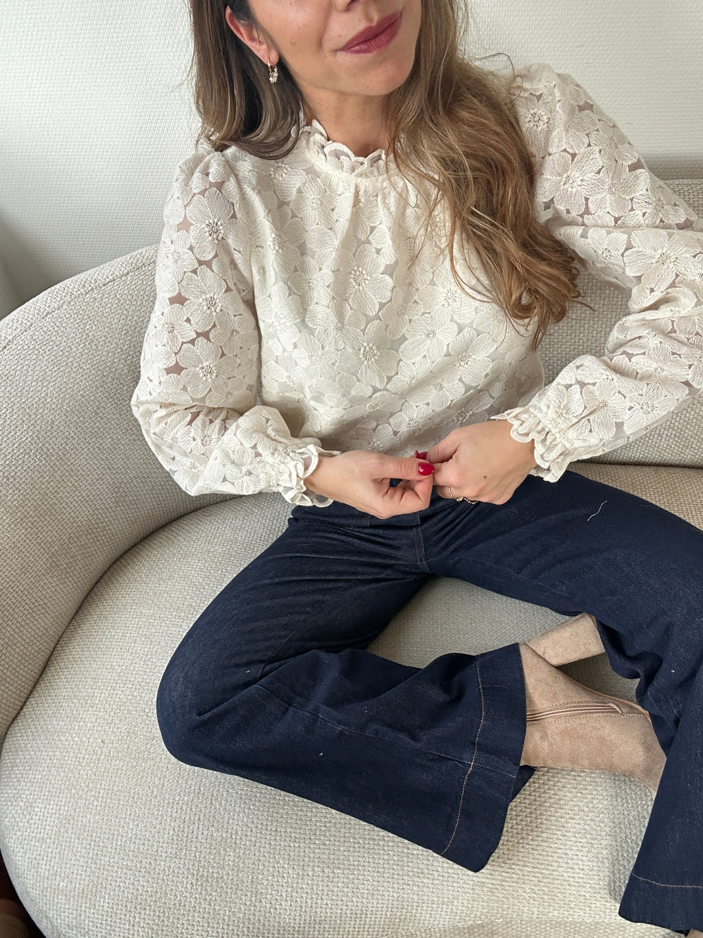 Alma Ecru Lace Blouse