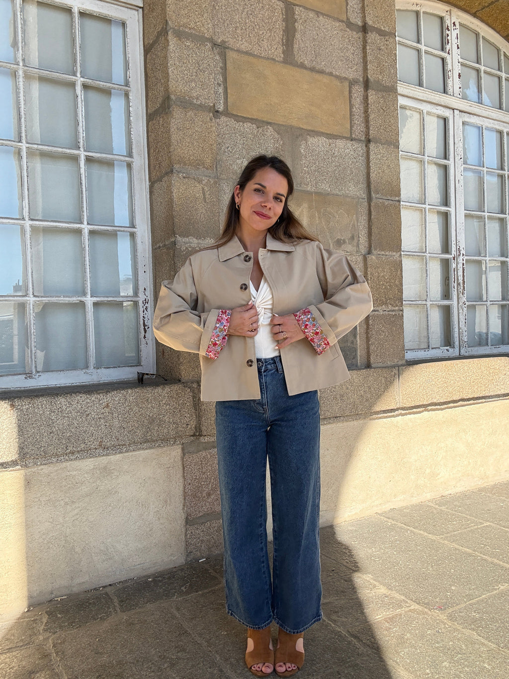 Chaqueta trench liberty de algodón beige Edith