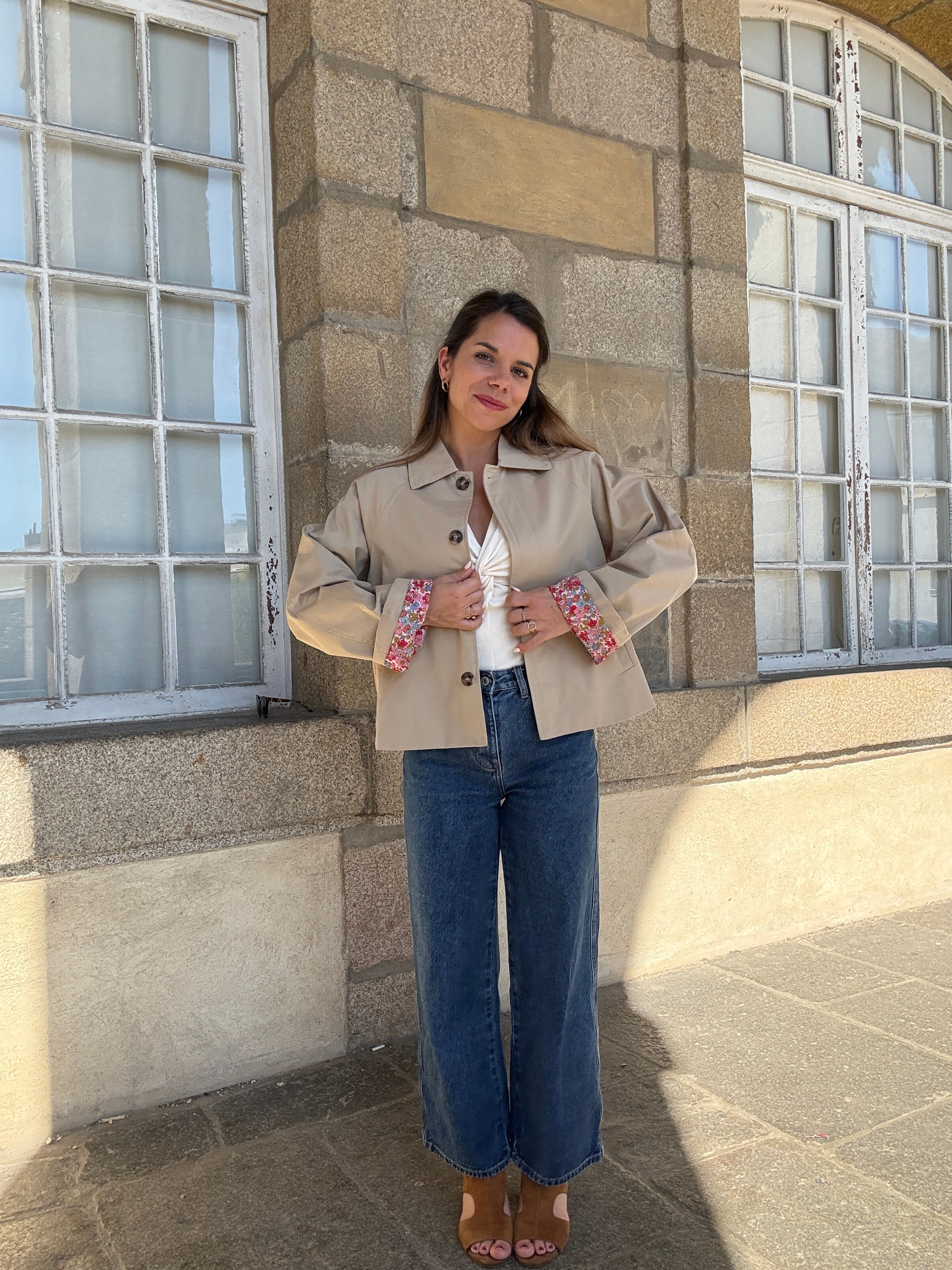 Chaqueta trench liberty de algodón beige Edith
