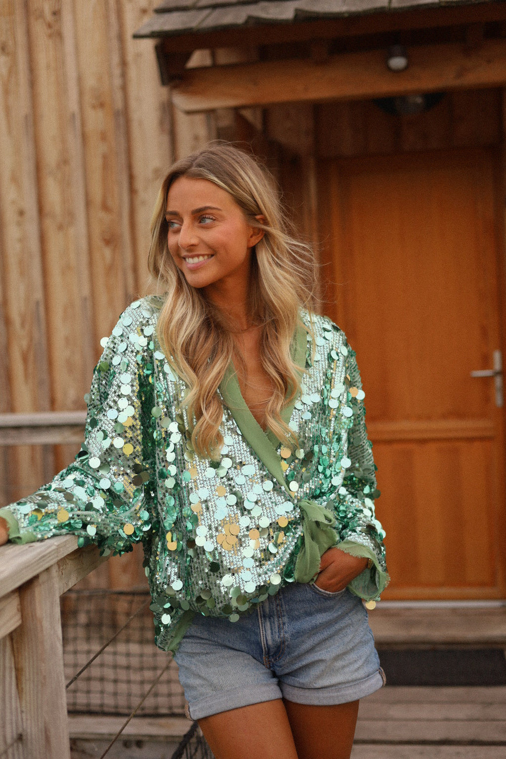 Gilet Sequins Lalie - Vert