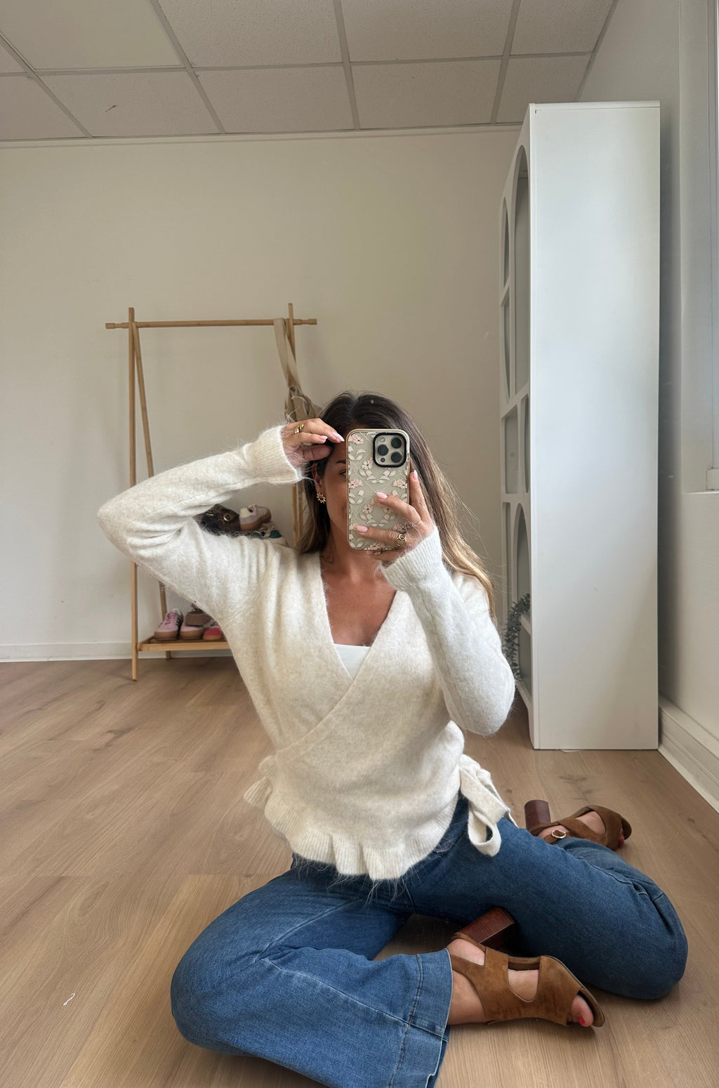 Cárdigan con lazo Helena beige