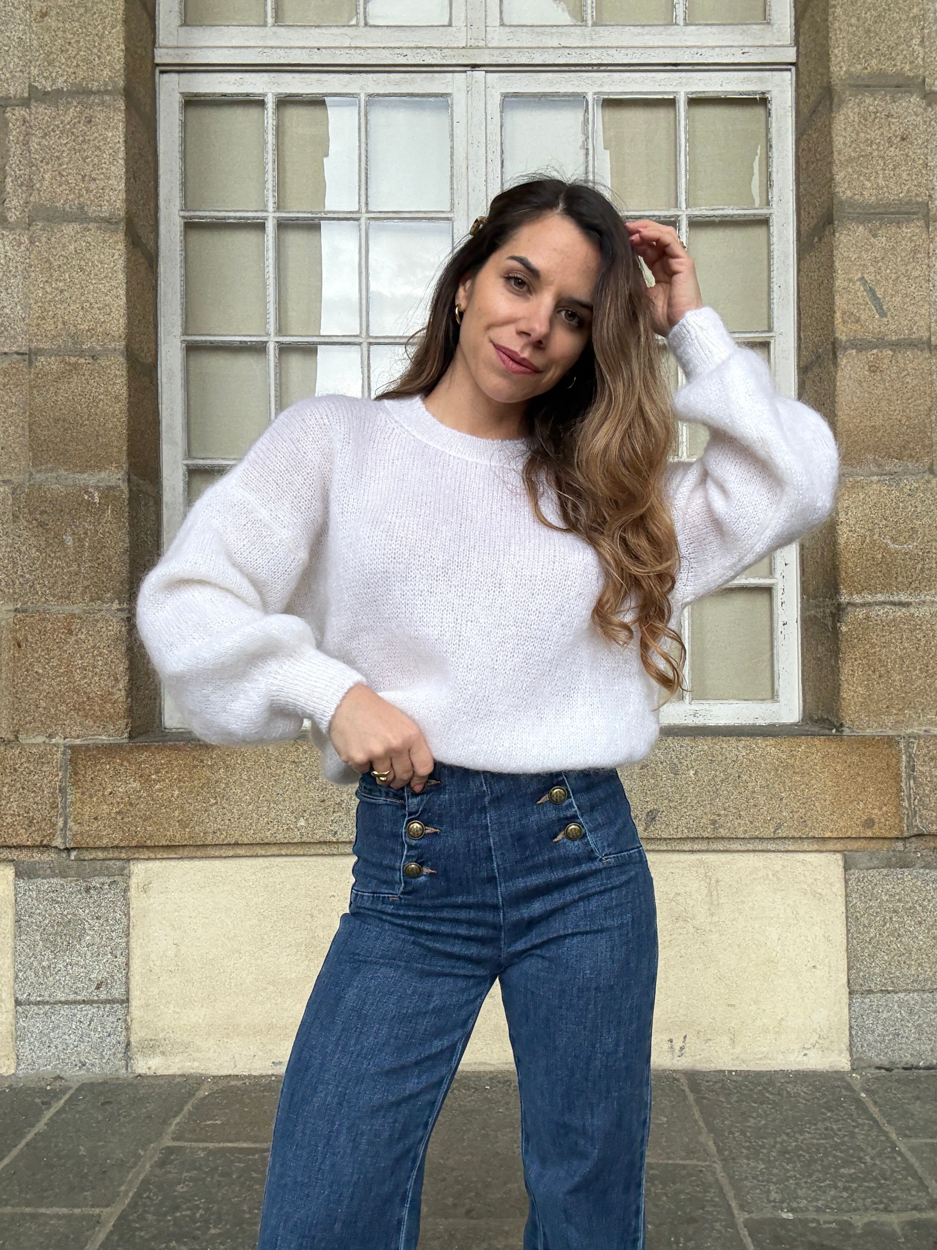 Gaia white mohair and wool knit