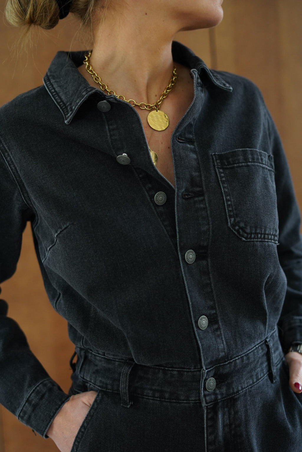 Charly Denim Jumpsuit Black