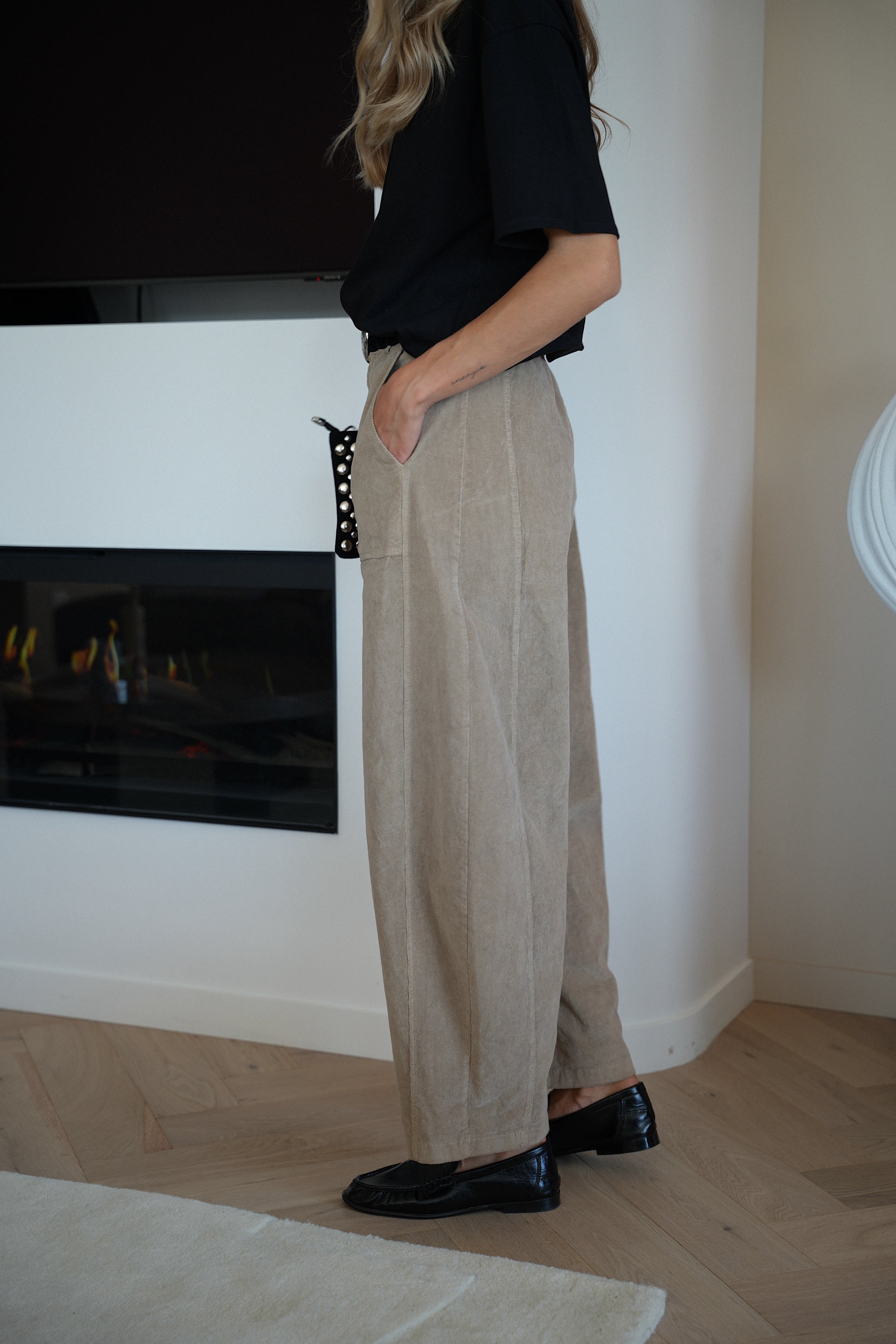 Pantalon Velours Elly - Beige