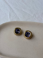 Boucles D’Oreilles Vintage - Strass Violine Facetté