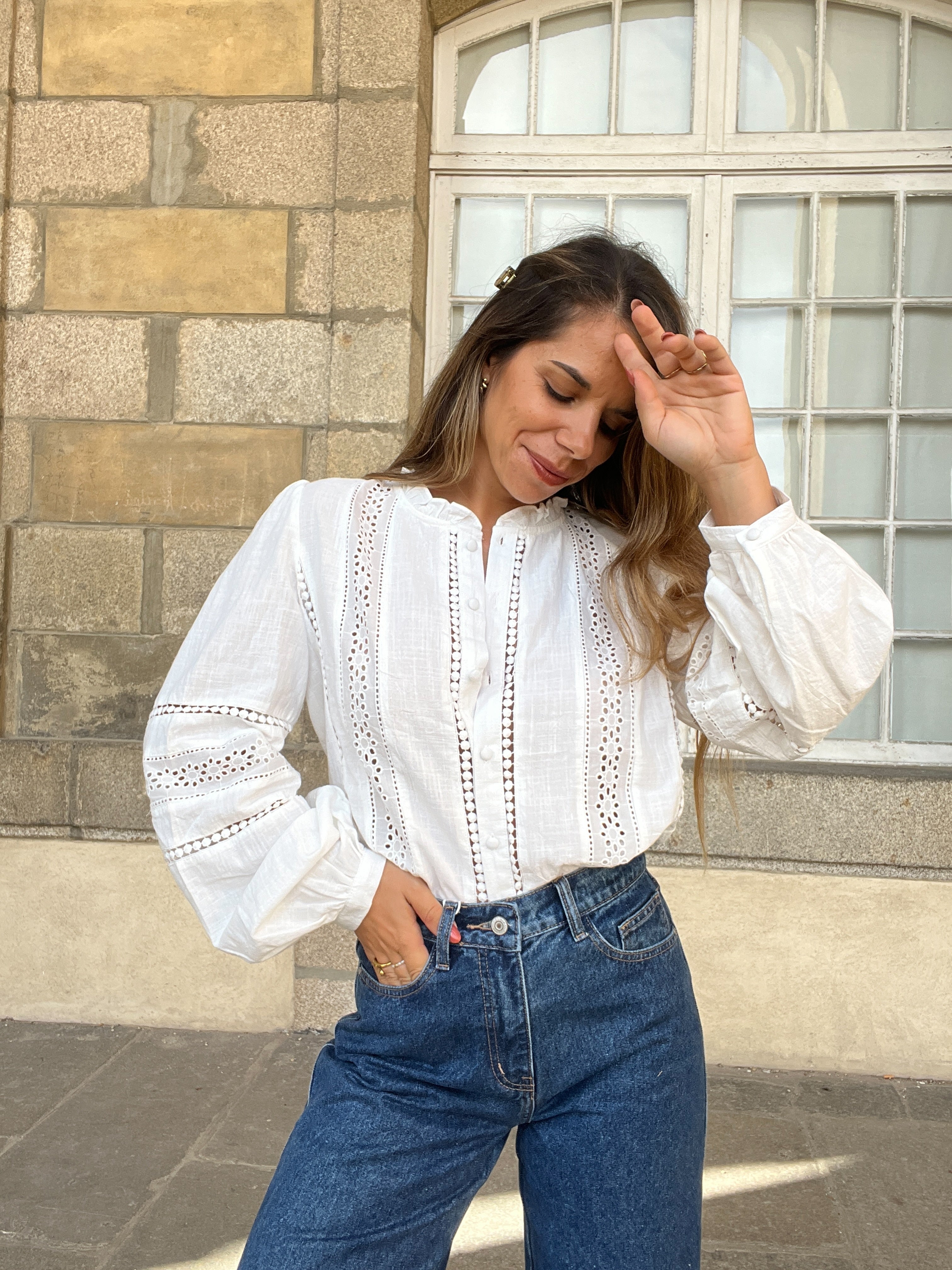 Colombe white embroidered blouse