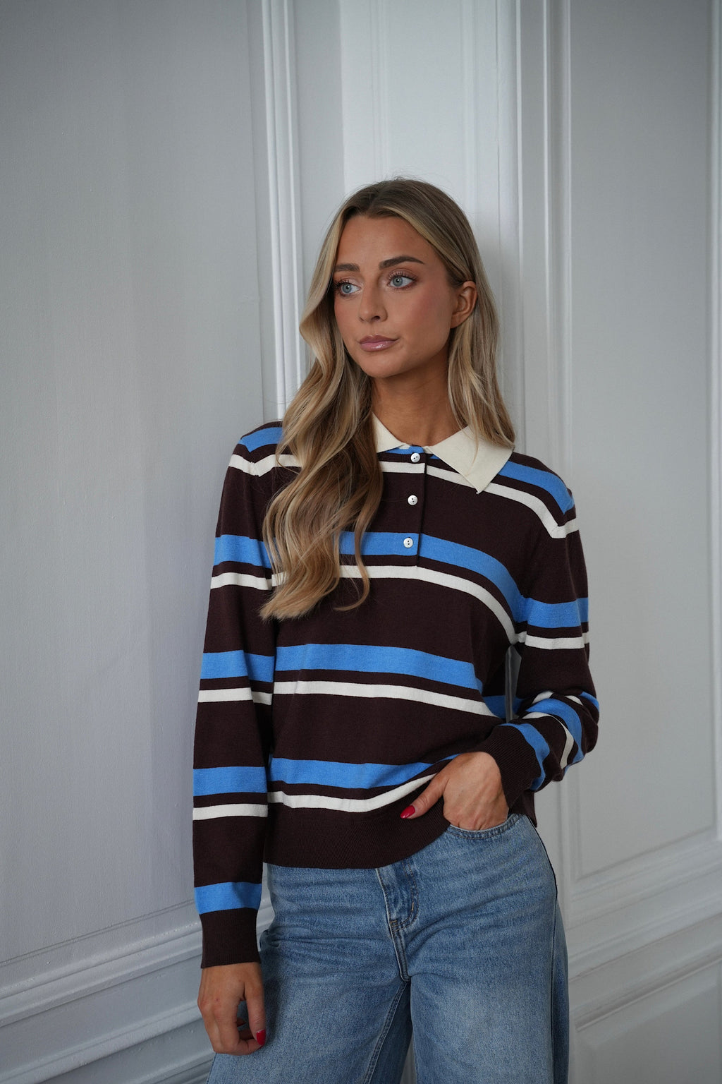 Zola Blue - Striped Polo