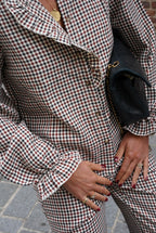 Julie Check Blouse Ecru/Bordeaux