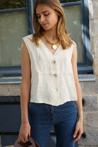 Abel Sleeveless Top Linen Ecru